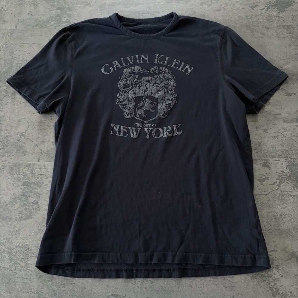Vintage Calvin Klein Graphic T Shirt L Black Y2K Grunge Mens